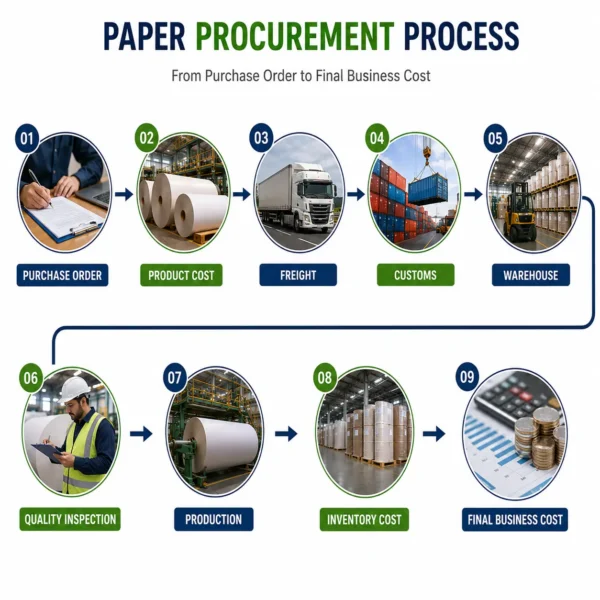 Paper procurement process from manufacturer to delivery